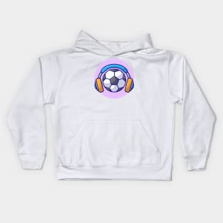 Soccer Ball With Headphone Cartoon Vector Icon Illustration Kids Hoodie